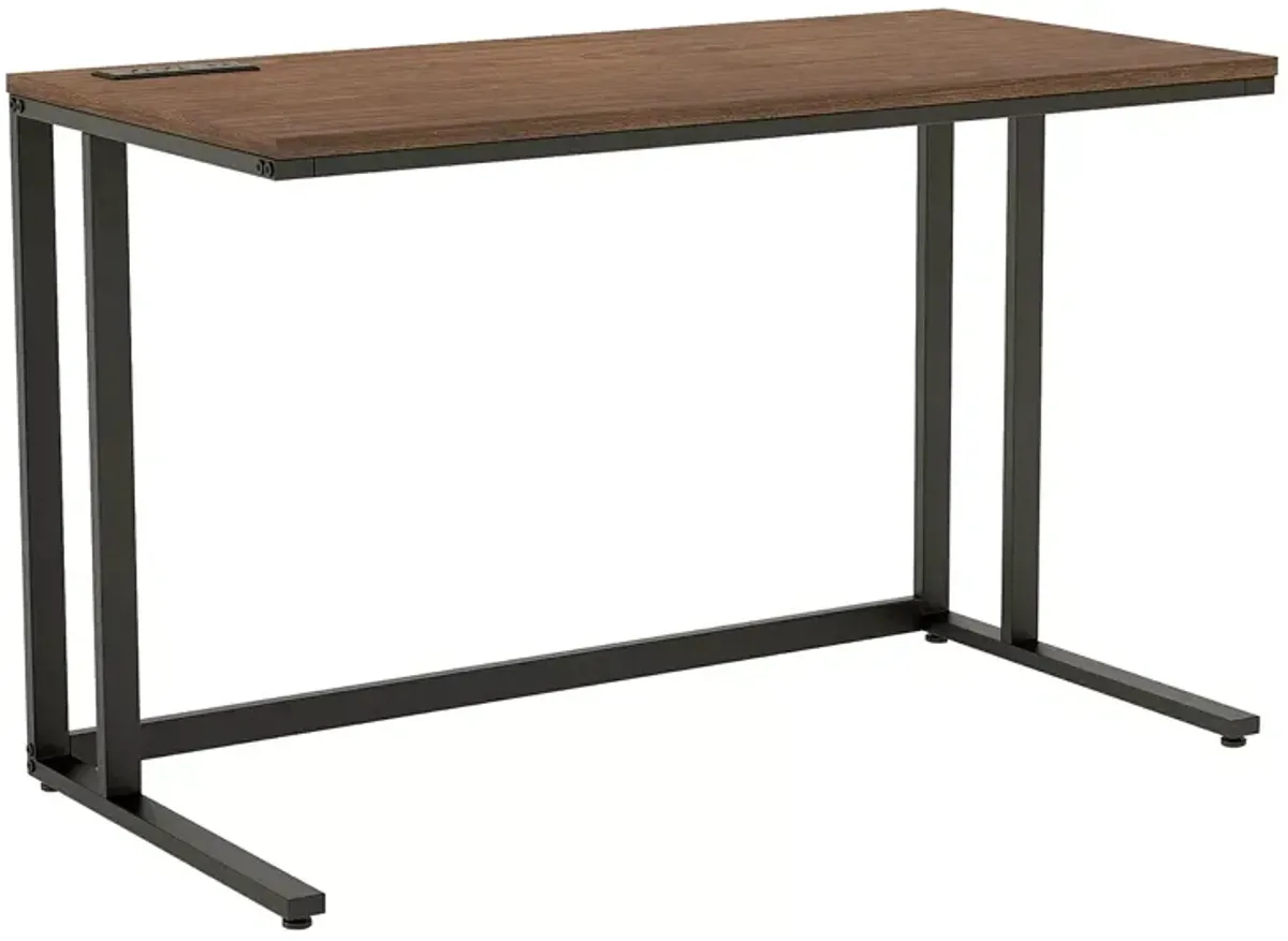 FURNITURE OF AMERICA Sanford Walnut and Black Writing Desk with USB Ports