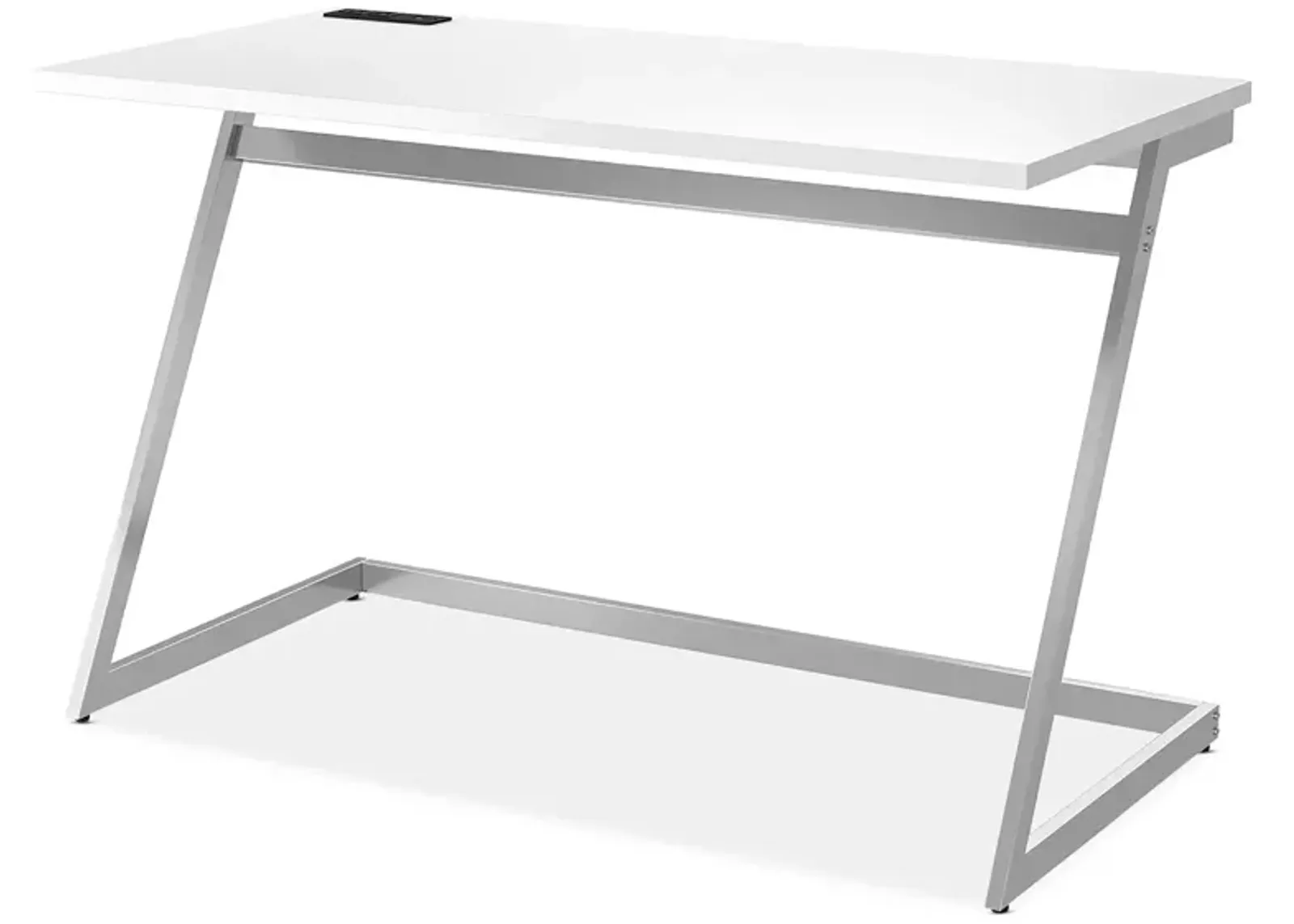 FURNITURE OF AMERICA Torrey White and Chrome Writing Desk with USB Ports