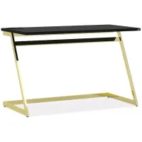 FURNITURE OF AMERICA Union Black and Brass Writing Desk with USB Ports