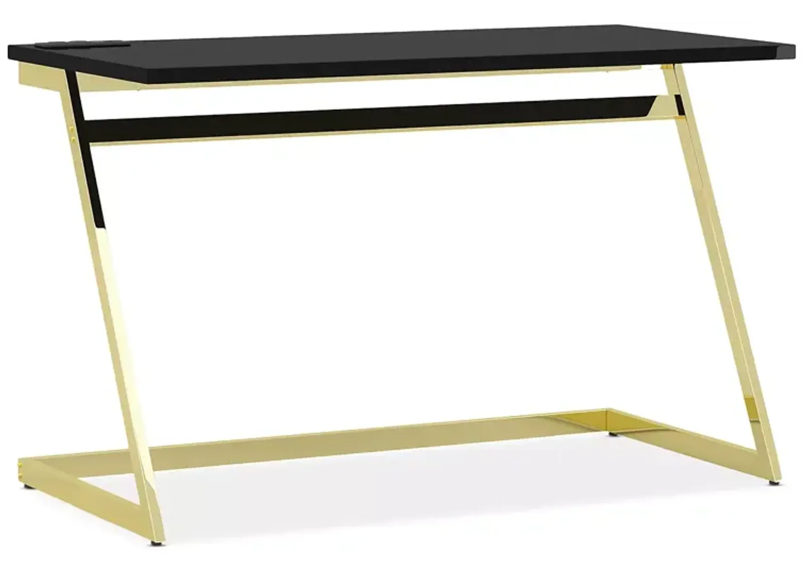 FURNITURE OF AMERICA Union Black and Brass Writing Desk with USB Ports