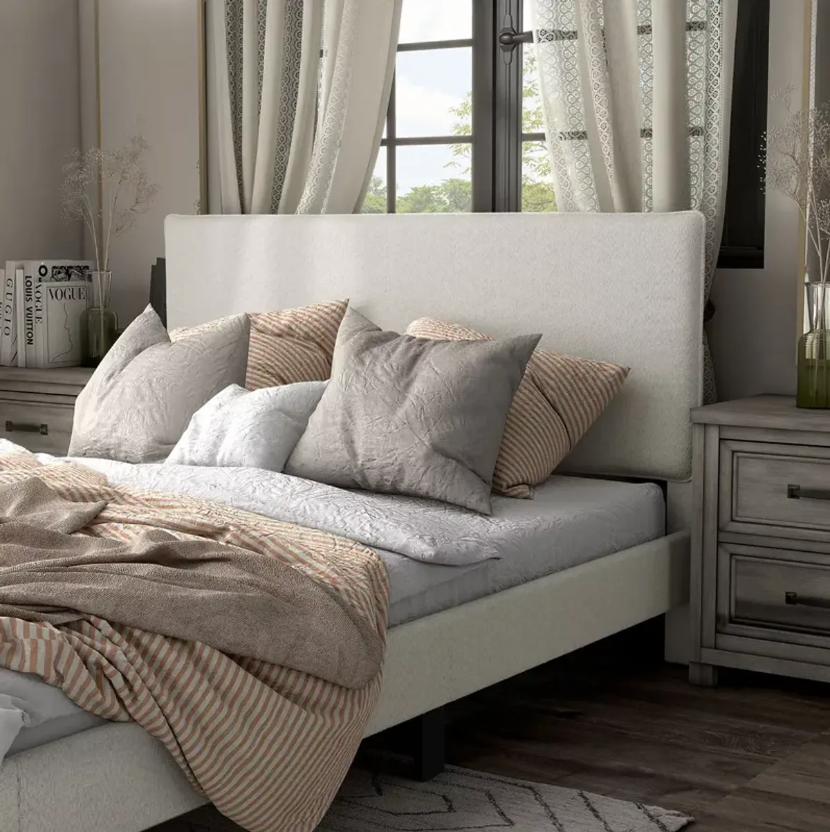 Furniture of America Vira Boucle Queen Bed