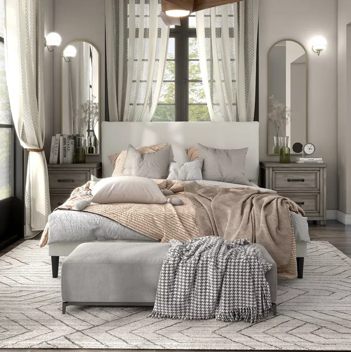 Furniture of America Vira Boucle Queen Bed