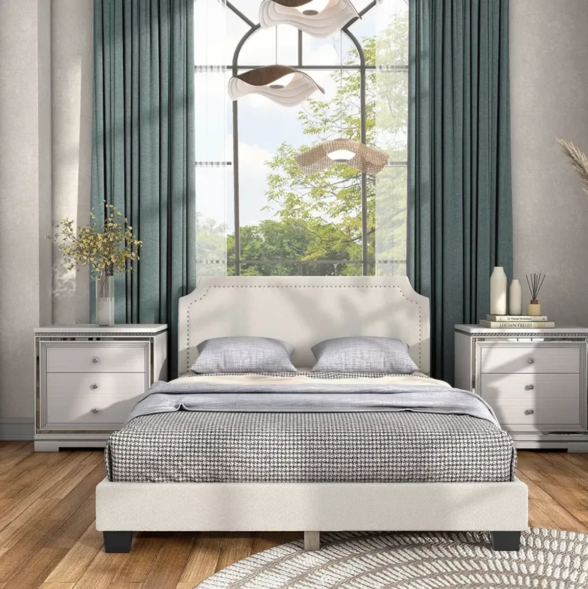 Furniture of America Tira Boucle Queen Bed