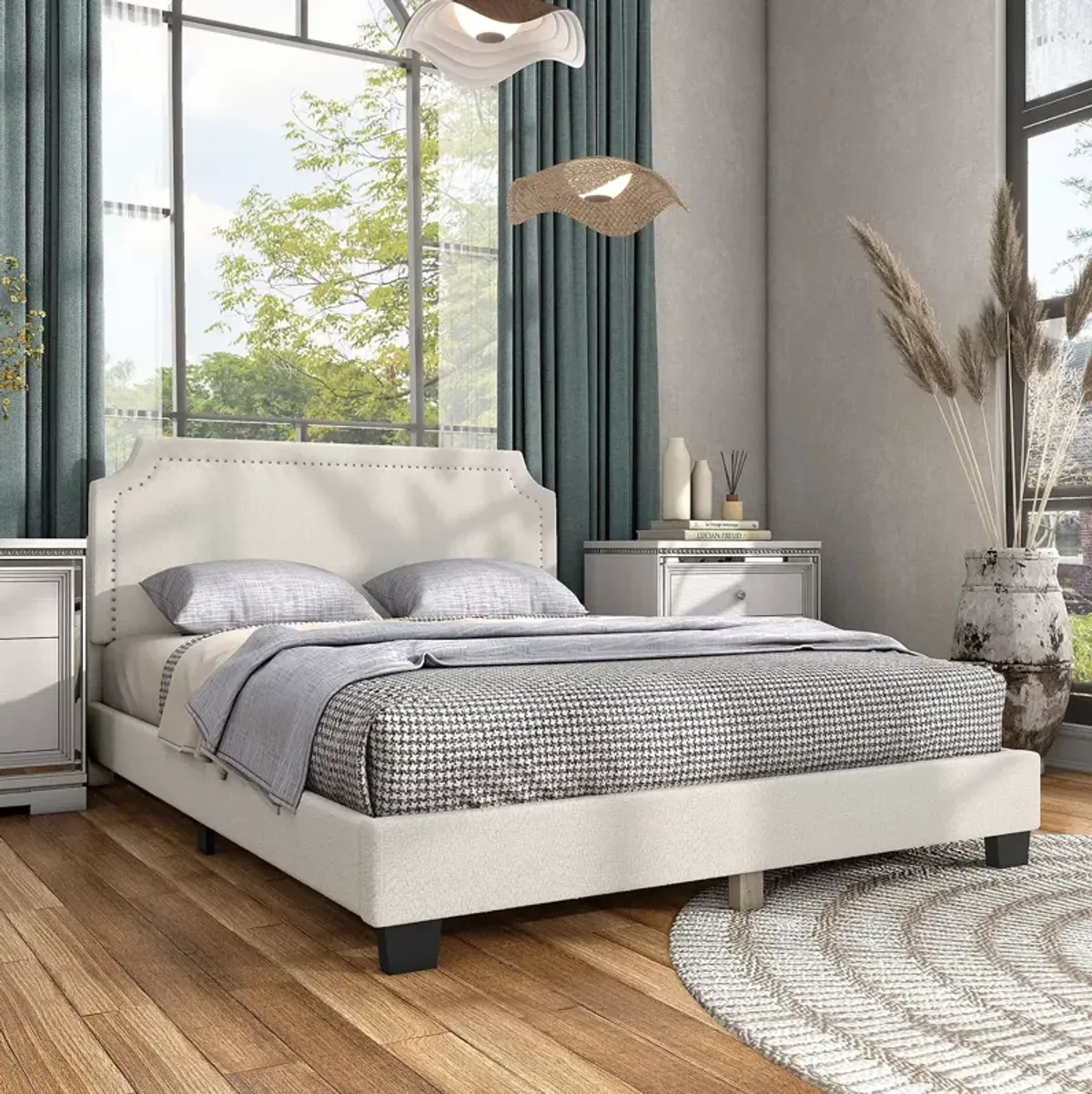 Furniture of America Tira Boucle Queen Bed