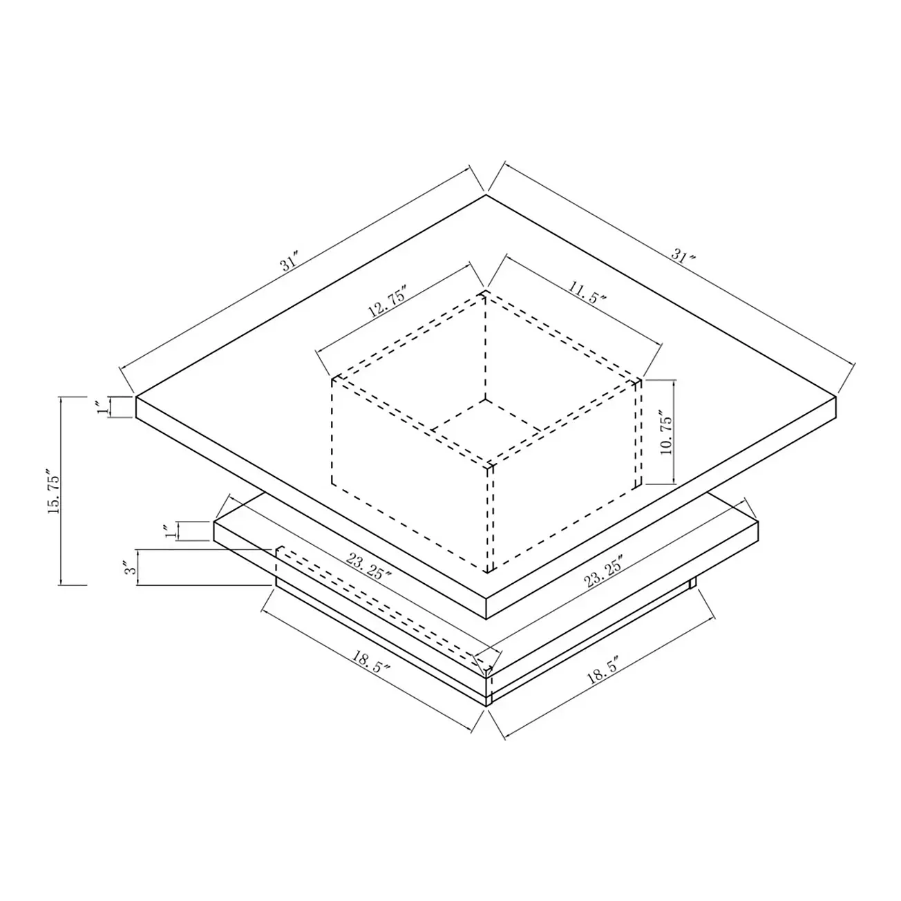 Furniture of America Pagoda Coffee Table