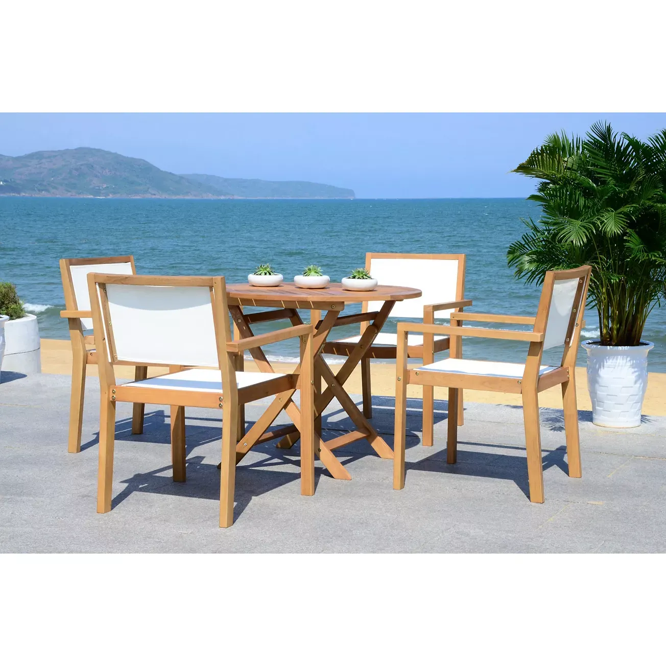 SAFAVIEH Chante Round Table 5-Piece Indoor/Outdoor Dining Set