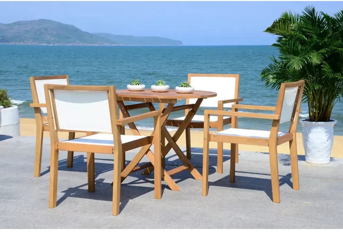 SAFAVIEH Chante Round Table 5-Piece Indoor/Outdoor Dining Set