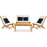 SAFAVIEH Chaston 4-Piece Outdoor Living Set with Accent Pillows