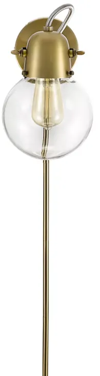 JAlexander Lighting Mid Century Modern 9.75" Antique Brass Single Glass Globe Plug In Wall Sconce