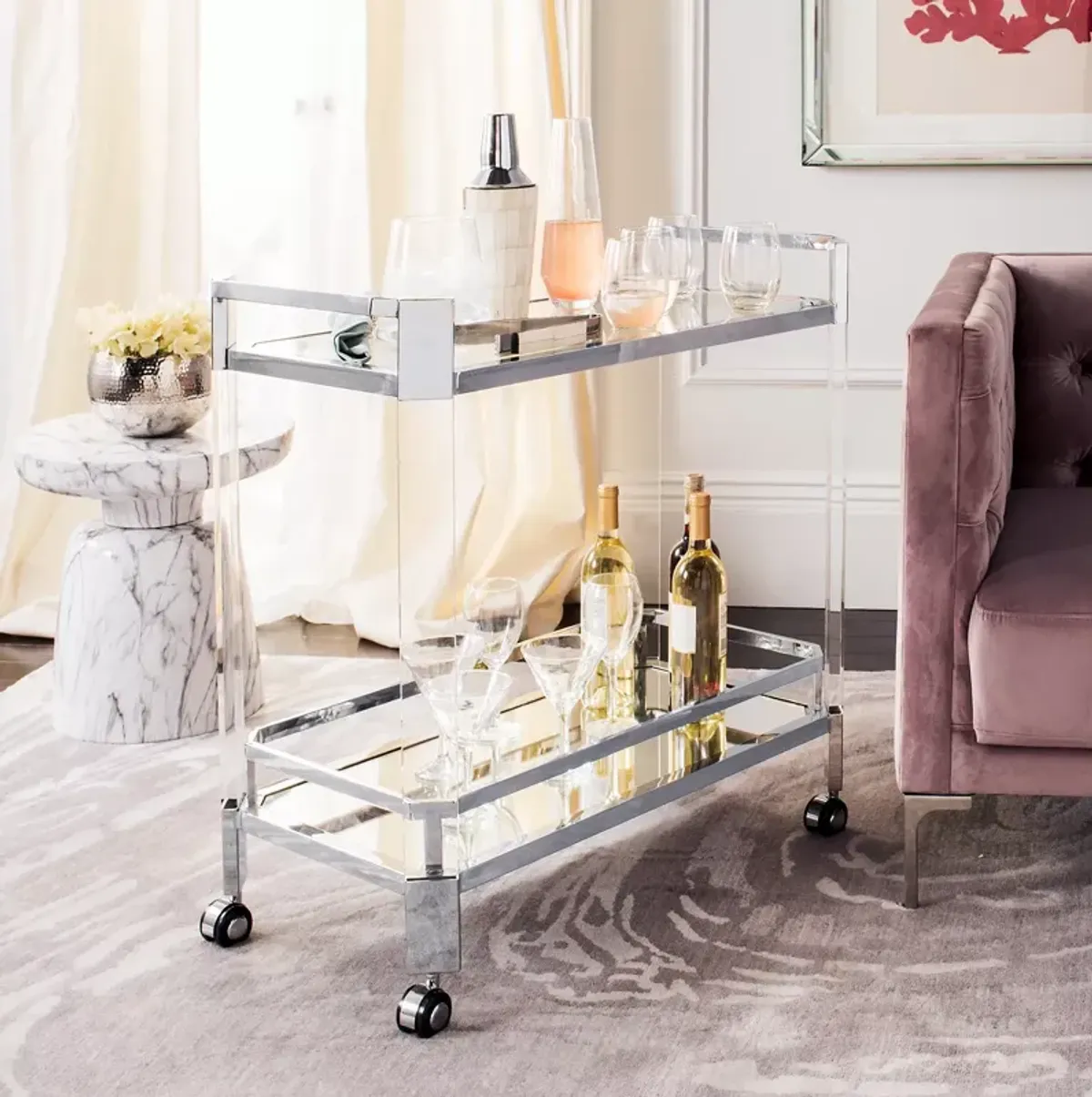 SAFAVIEH Giannna Acrylic Bar Trolley