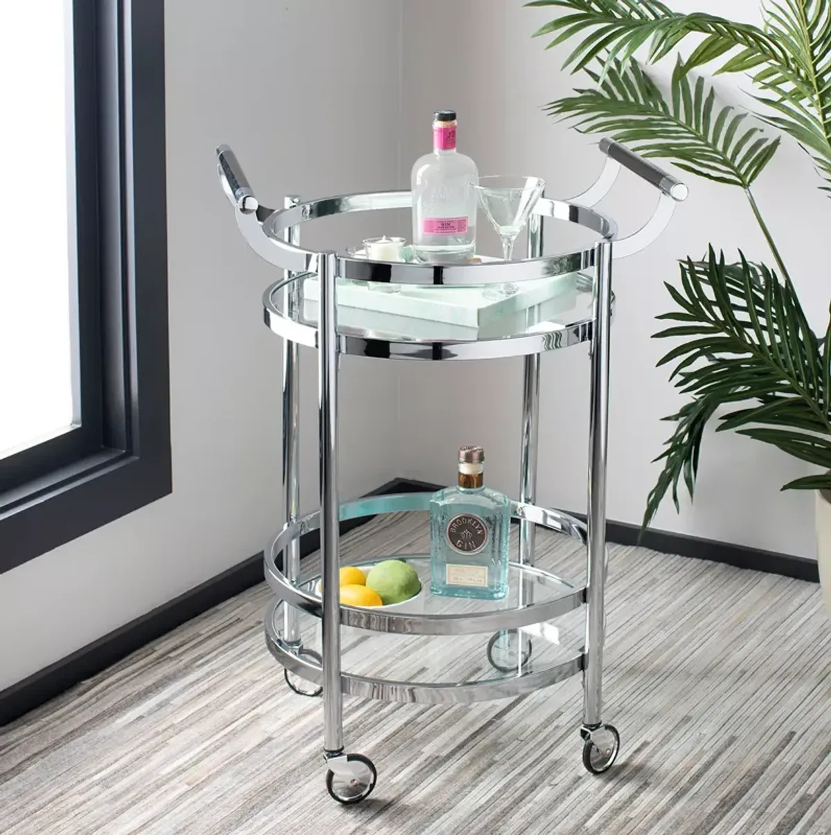 SAFAVIEH Sienna 2-Tier Round Bar Cart