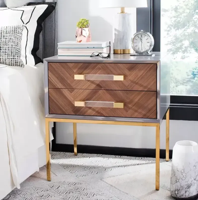 SAFAVIEH Sanford Walnut 2-Drawer Side Table