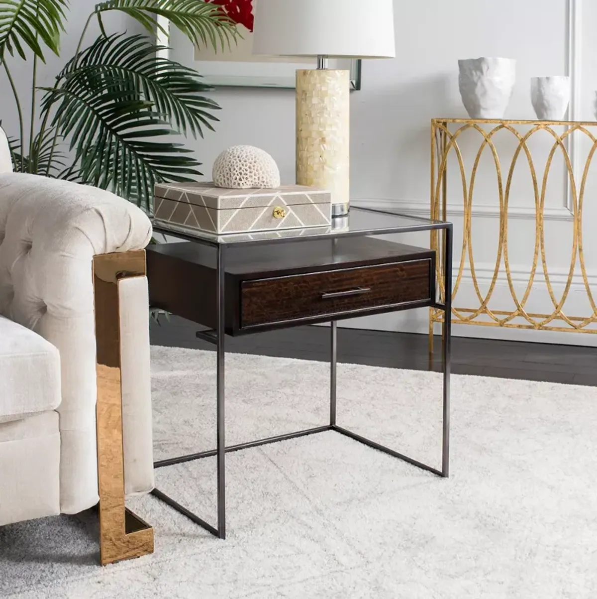 SAFAVIEH Caelan Glass Side Table