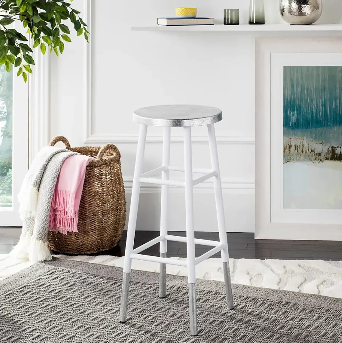 SAFAVIEH Kenzie 30" Silver Dipped Barstool