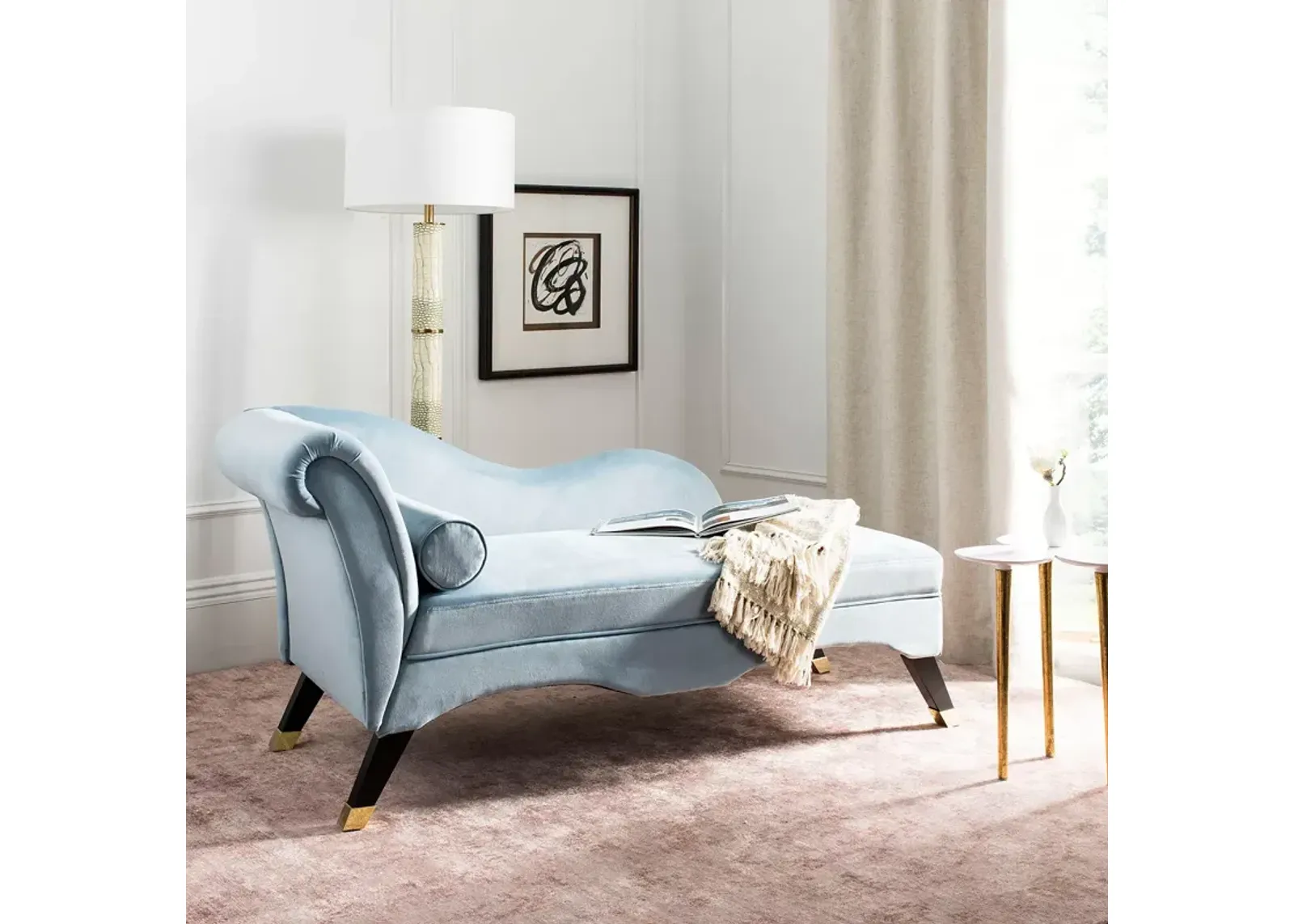 SAFAVIEH Caiden Velvet Chaise with Pillow