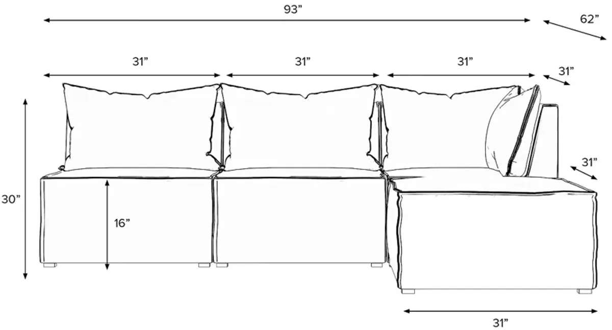 Sparrow & Wren Lemont 4 Piece Sectional