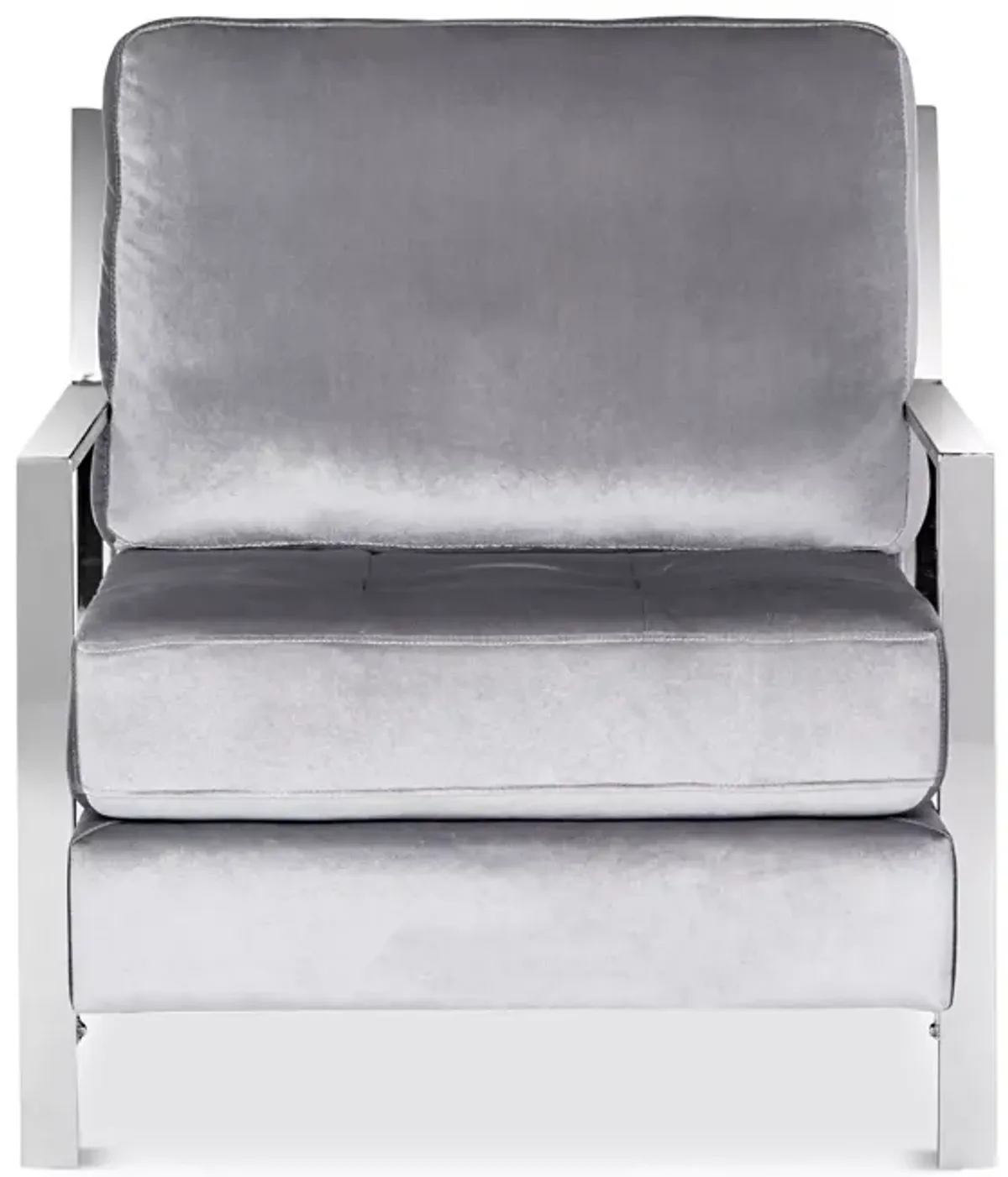 SAFAVIEH Walden Modern Tufted Linen Chrome Accent Chair