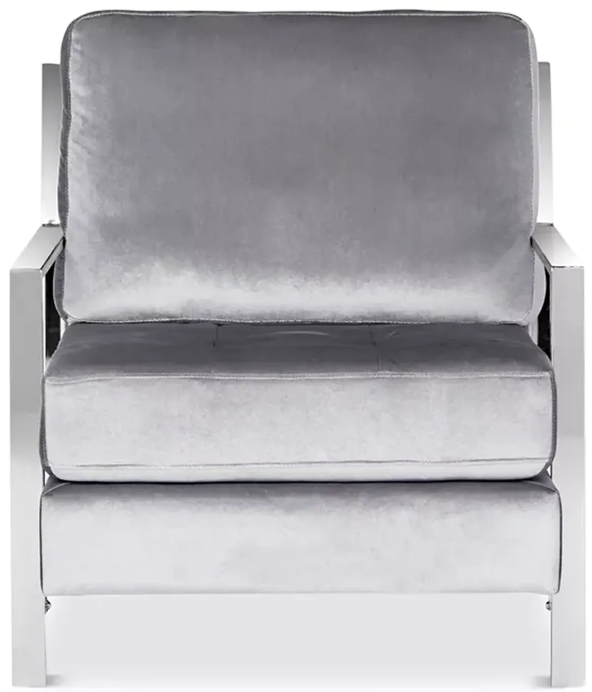 SAFAVIEH Walden Modern Tufted Linen Chrome Accent Chair