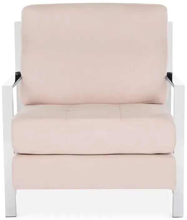 SAFAVIEH Walden Modern Tufted Linen Chrome Accent Chair