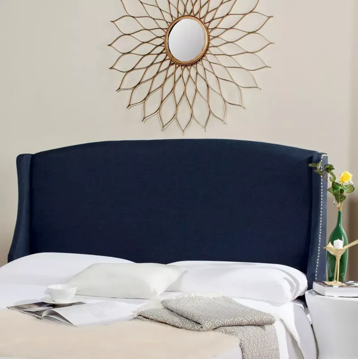 Safavieh Austin Navy Linen Headboard -Queen Size
