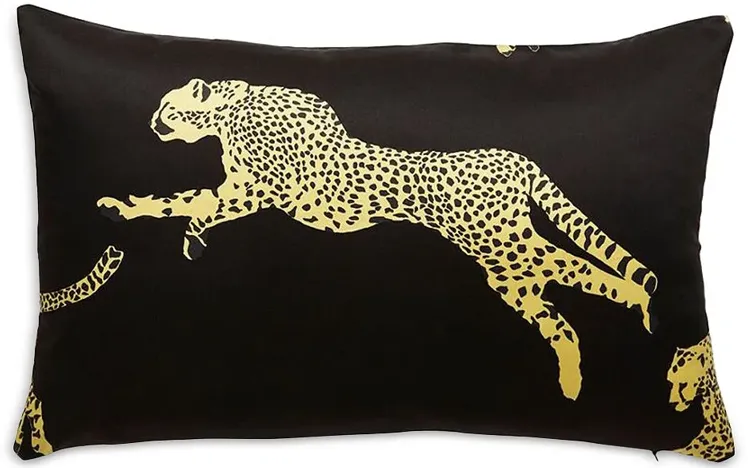 Leaping Cheetah Lumbar Decorative Pillow, 22" x 14"