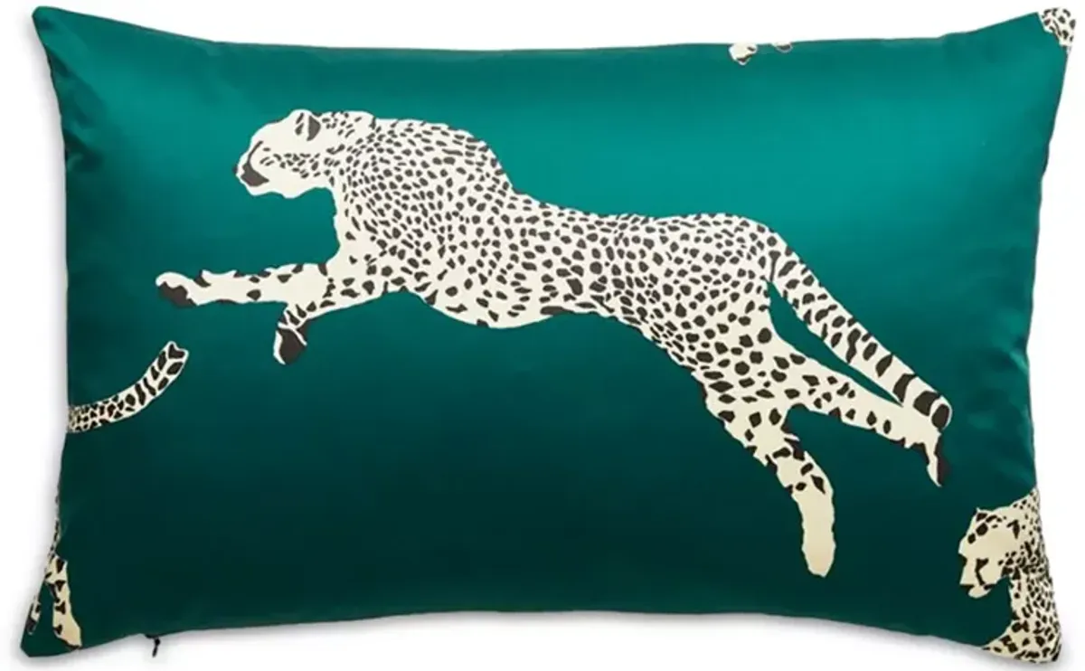 Scalamandre Leaping Cheetah Lumbar Decorative Pillow, 22" x 14"