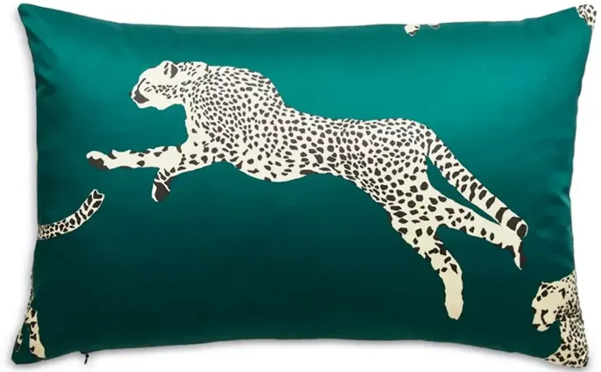 Scalamandre Leaping Cheetah Lumbar Decorative Pillow, 22" x 14"