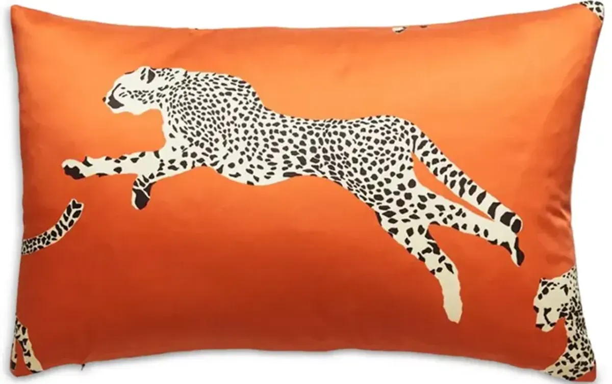 Scalamandre Leaping Cheetah Lumbar Decorative Pillow, 22" x 14"