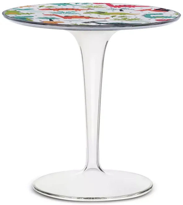 Kartell Tip Top Table in Crystal with Dinosaur Drawings