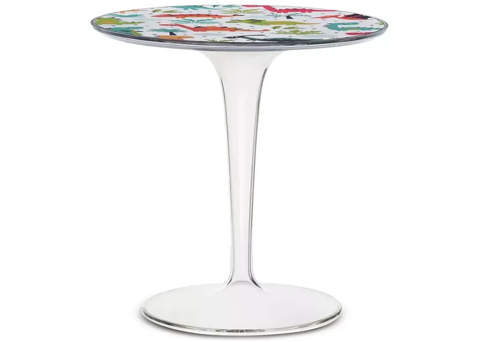 Kartell Tip Top Table in Crystal with Dinosaur Drawings