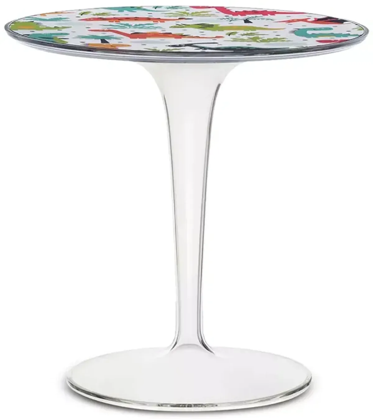 Kartell Tip Top Table in Crystal with Dinosaur Drawings