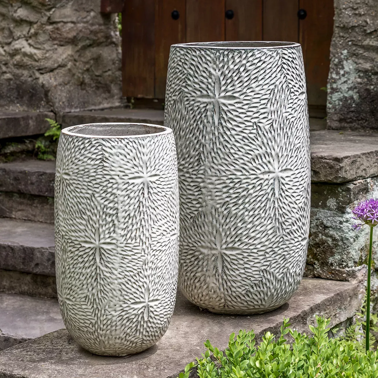 Sand Dollar Tall Planter Set of 2