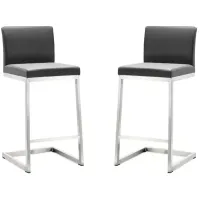 TOV Furniture Parma Stainless Steel Counter Stool, Set of 2