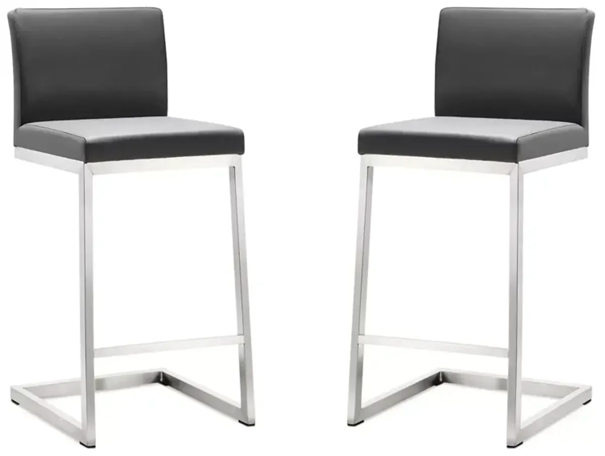 TOV Furniture Parma Stainless Steel Counter Stool, Set of 2