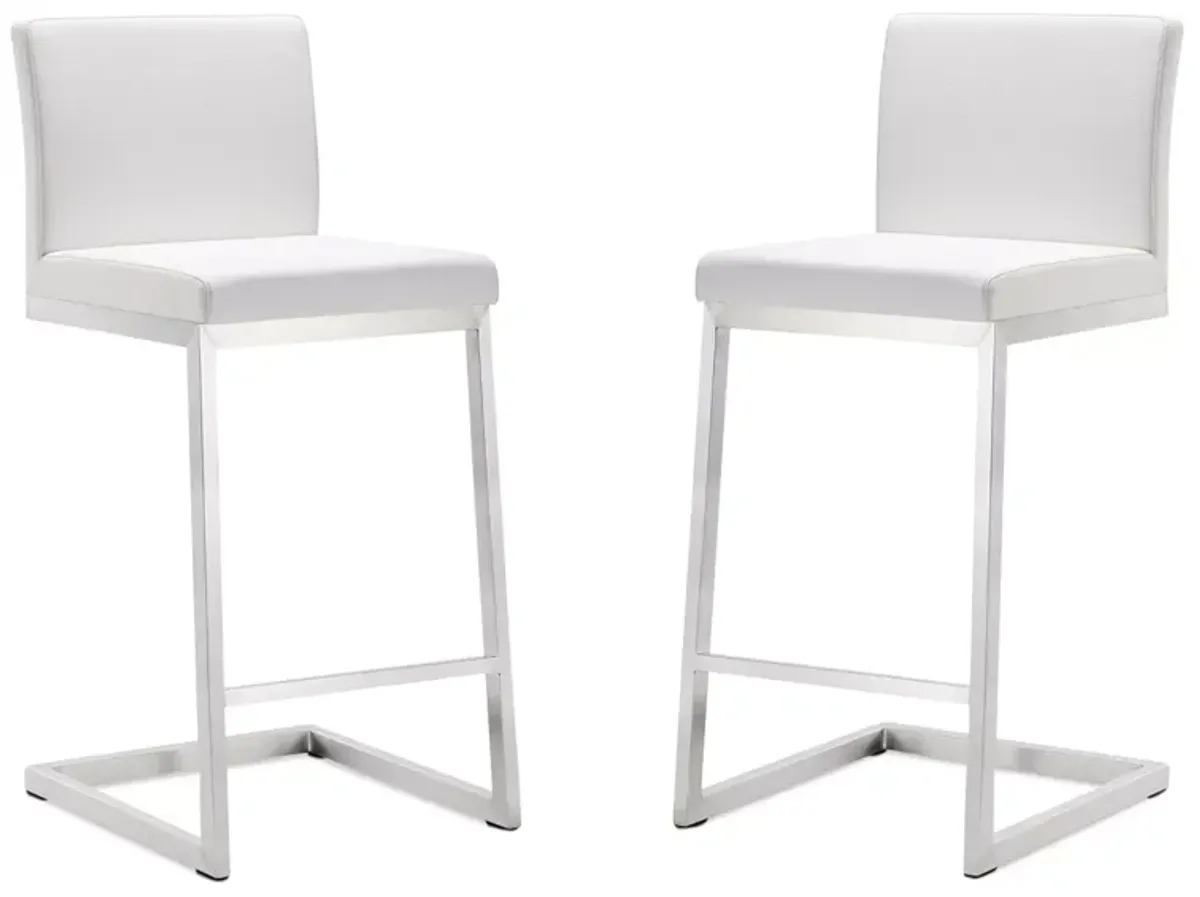 TOV Furniture Parma Stainless Steel Counter Stool, Set of 2