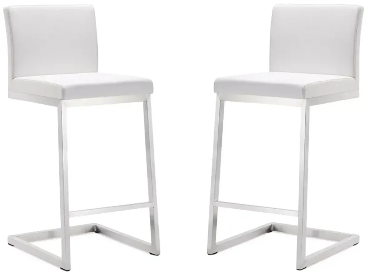 TOV Furniture Parma Stainless Steel Counter Stool, Set of 2