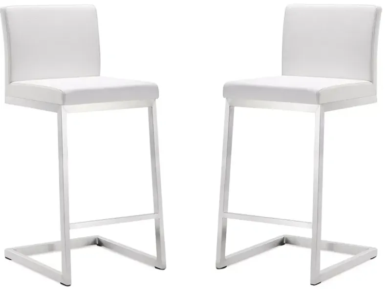 TOV Furniture Parma Stainless Steel Counter Stool, Set of 2