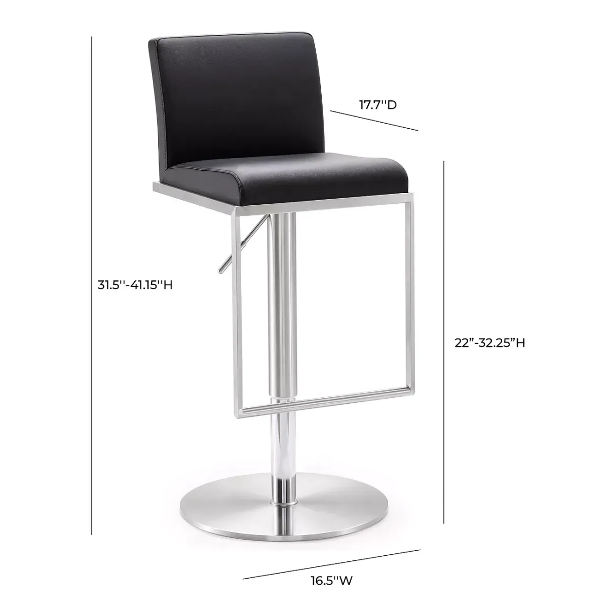 TOV Furniture Amalfi Stainless Steel Adjustable Barstool