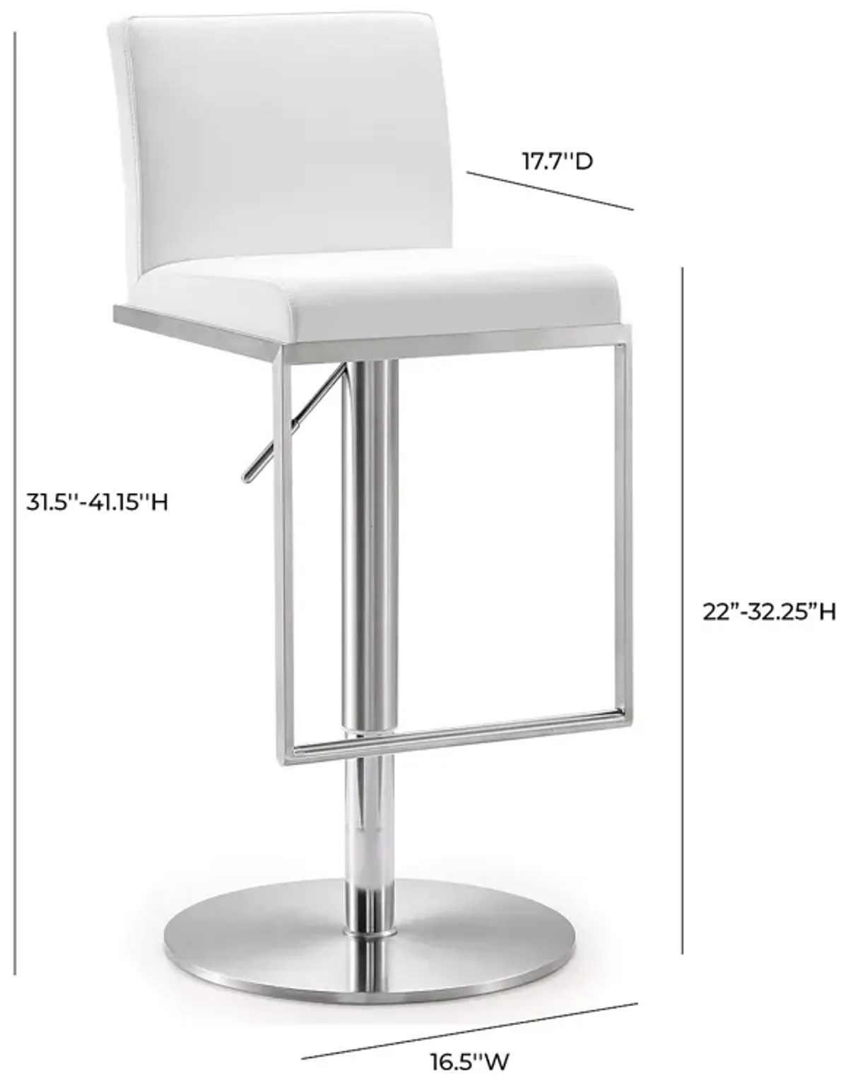 TOV Furniture Amalfi Stainless Steel Adjustable Barstool