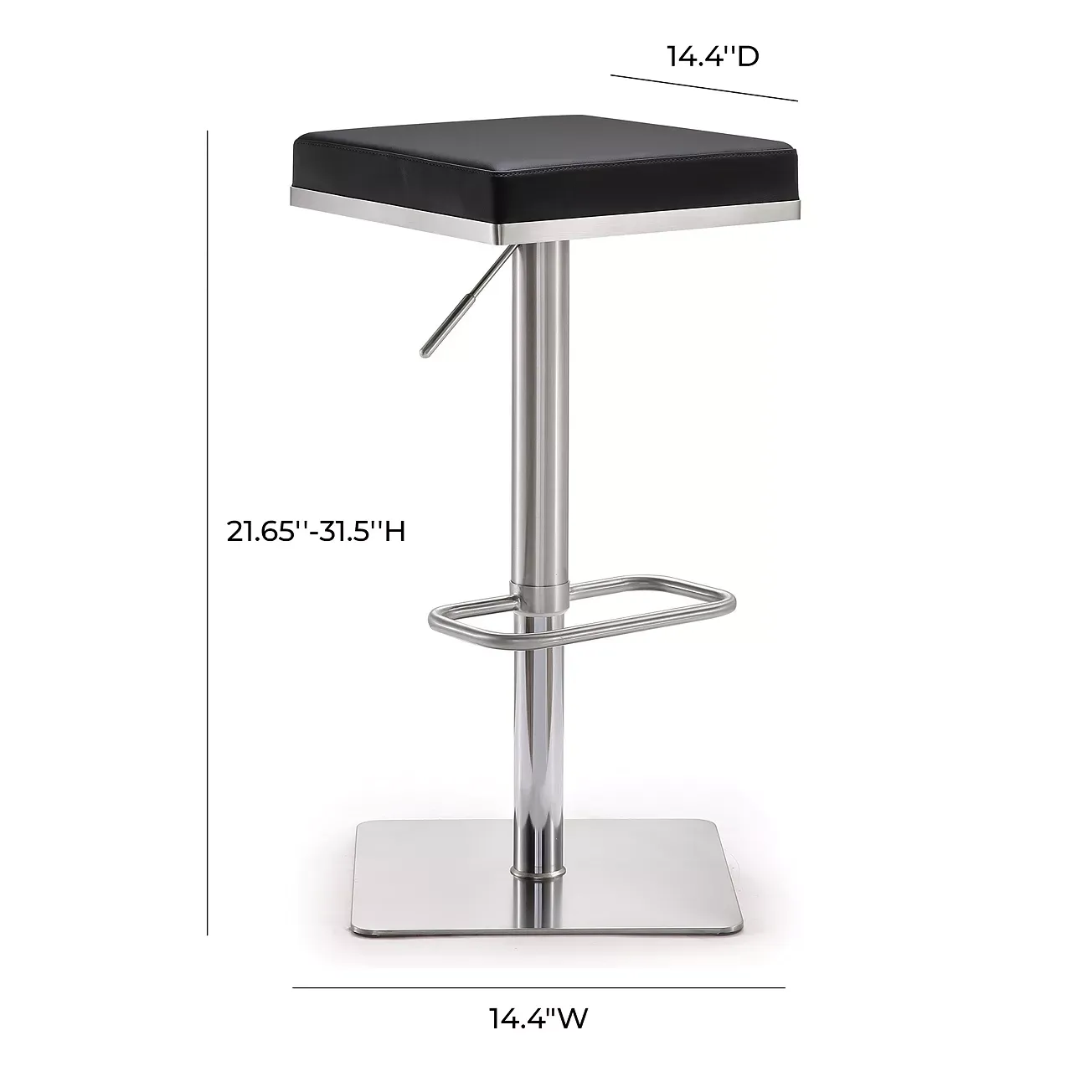 TOV Furniture Bari Stainless Steel Adjustable Barstool