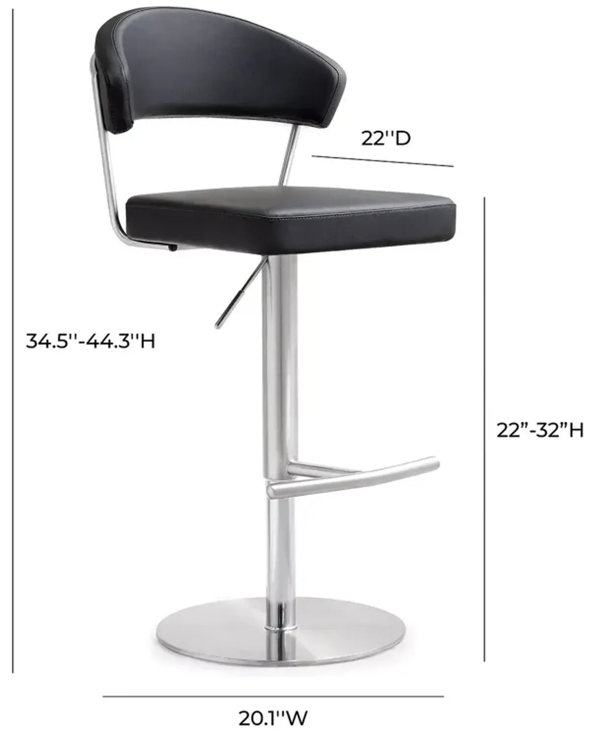 TOV Furniture Cosmo Black Stainless Steel Barstool