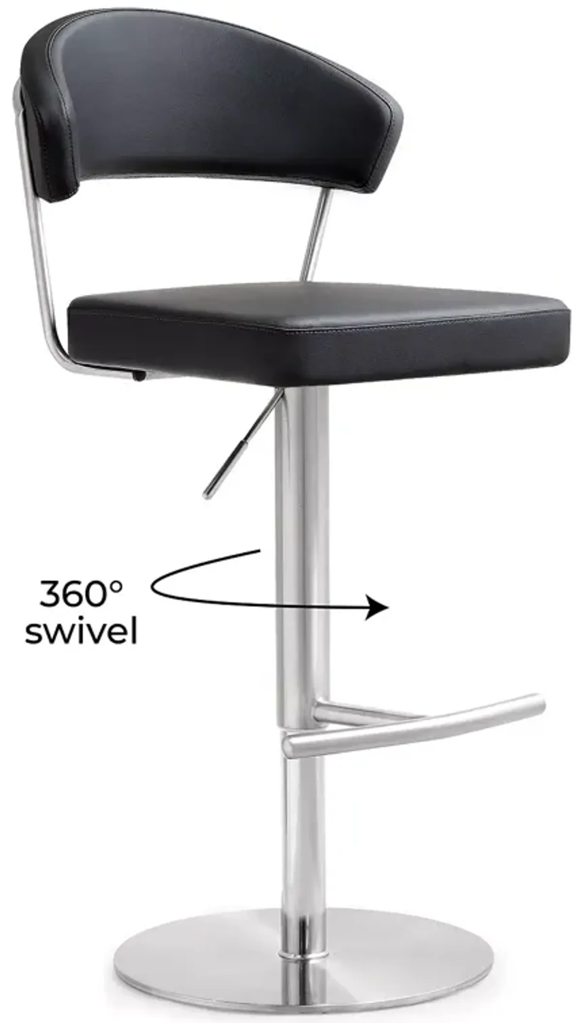 TOV Furniture Cosmo Black Stainless Steel Barstool