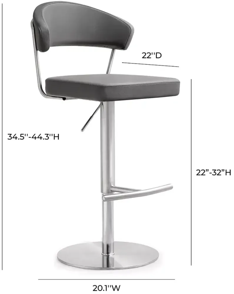 TOV Furniture Cosmo Gray Stainless Steel Barstool