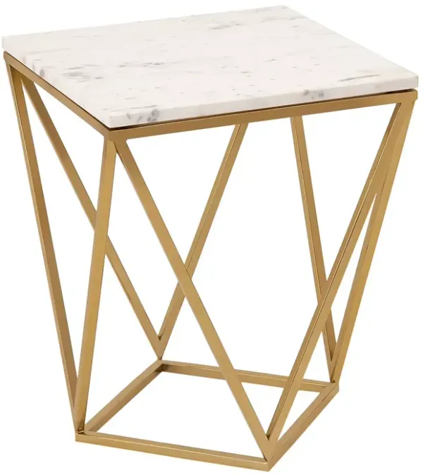 TOV Furniture Leopold White Marble Side Table