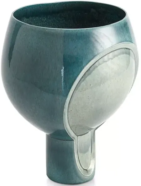 Global Views Two Tone Azure Pod Squat Vase