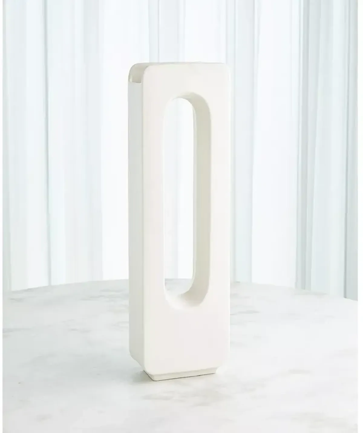 Global Views Medium Rectangle Vase, White