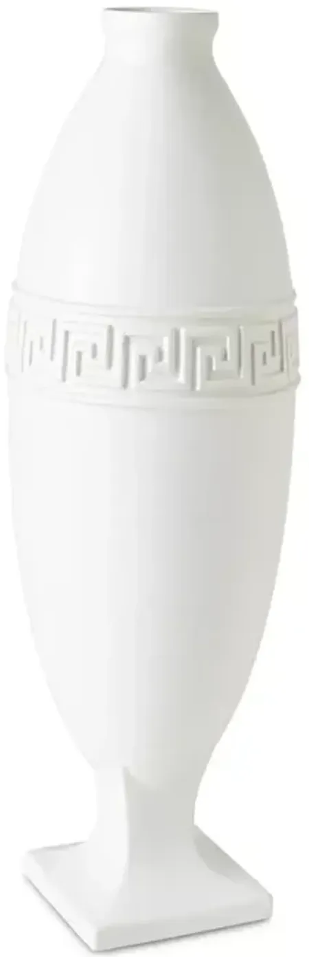 Global Views Large Greek Key Vase, White