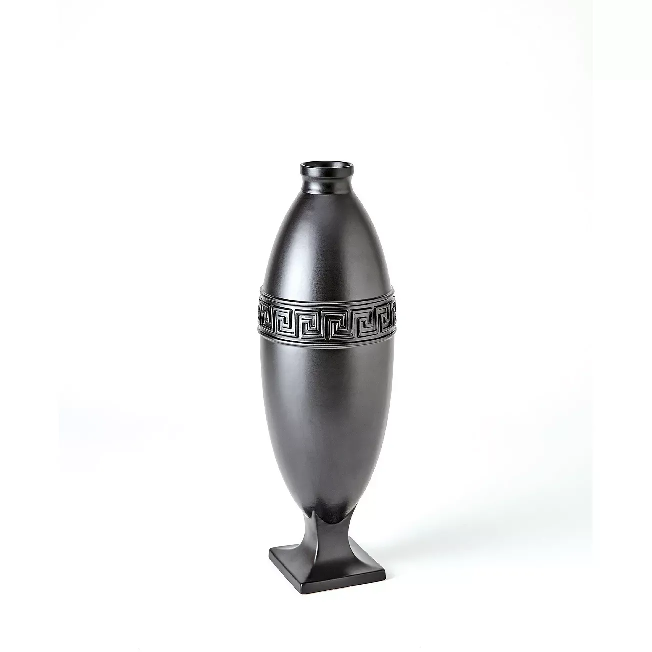 Global Views Small Greek Key Vase, Black