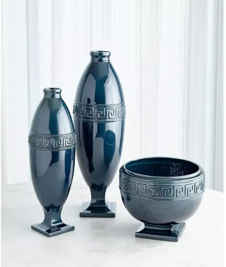 Global Views Greek Key Vase Azure, Large