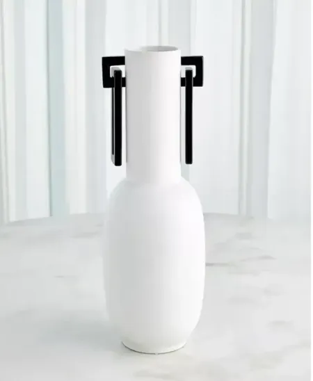 Global Views Grecian Handle Vase, Matte White